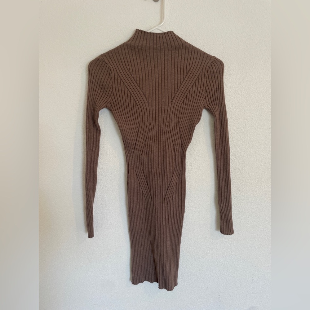 Lulus Ribbed Mock Neck Sweater Dress - Picture 4 of 6